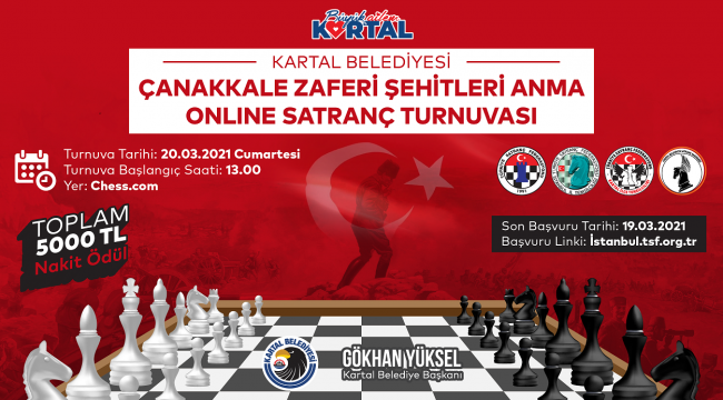 Kartal Belediyesi'nden Çanakkale Zaferi ve Şehitleri Anma Online Satranç Turnuvası
