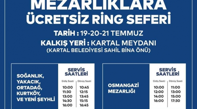 Kartallı vatandaşlara bayramda mezarlık ziyareti hizmeti