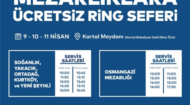 Kartal Belediyesi'nden Ramazan Bayramı'nda Mezarlıklara Ücretsiz Ulaşım Hizmeti